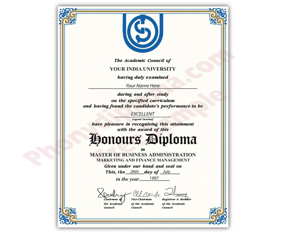 Fake Diploma from India University India D