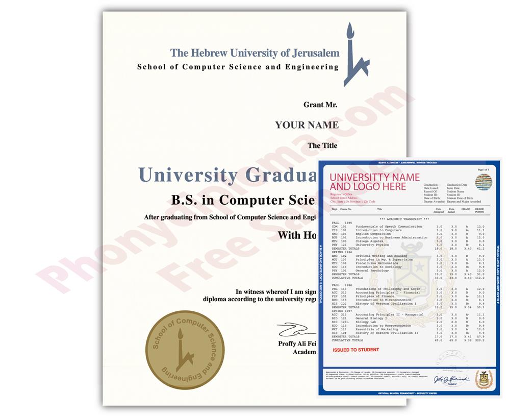 Fake Diploma and Transcripts from Israel University