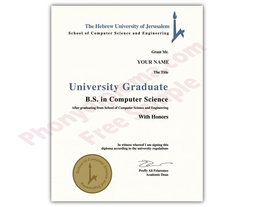 Fake Diploma from Israel University Israel D