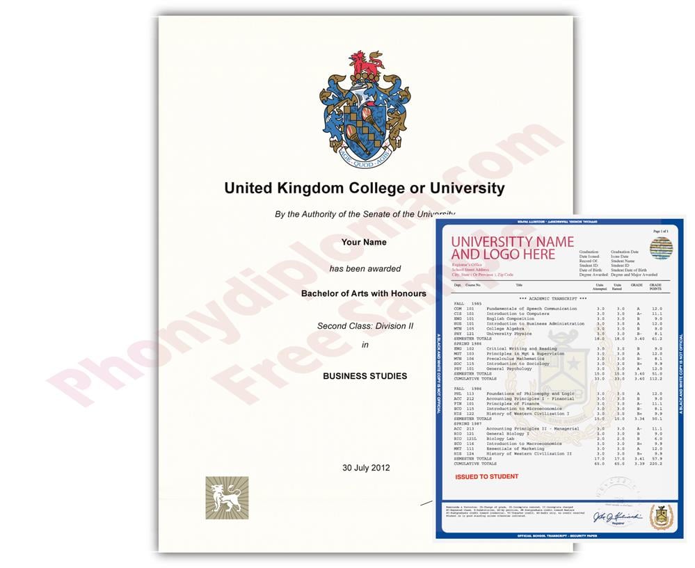 United Kingdom Diploma and Transcripts from United Kingdom University