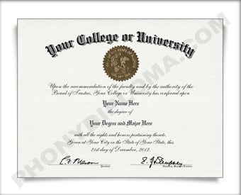 Fake USA College or University Diploma Arched Name / Top Emblem