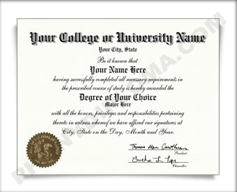 Fake USA College or University Diploma - Straight Name / Left Emblem