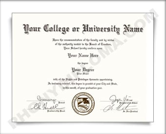 Fake USA College or University Diploma Straight Name / Bottom Emblem