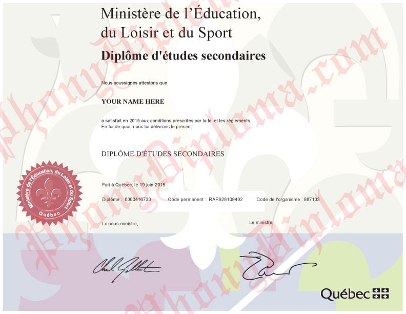 Canada Fake Secondary School Design Diplomas