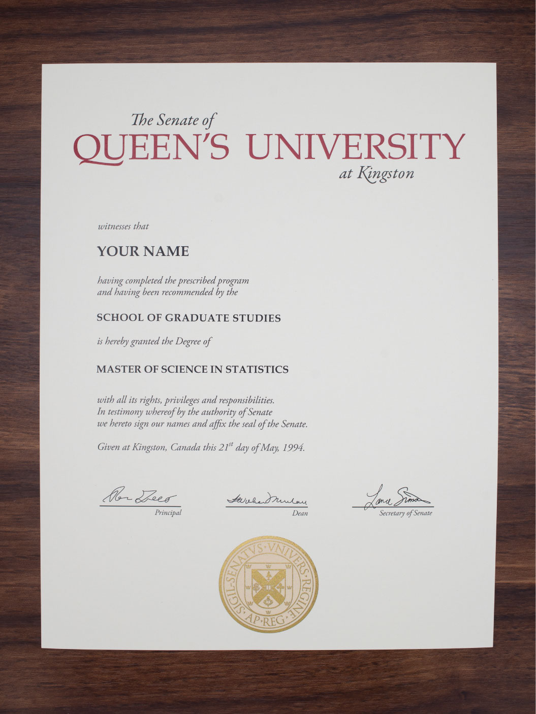 Exemple de diplôme collégial canadien