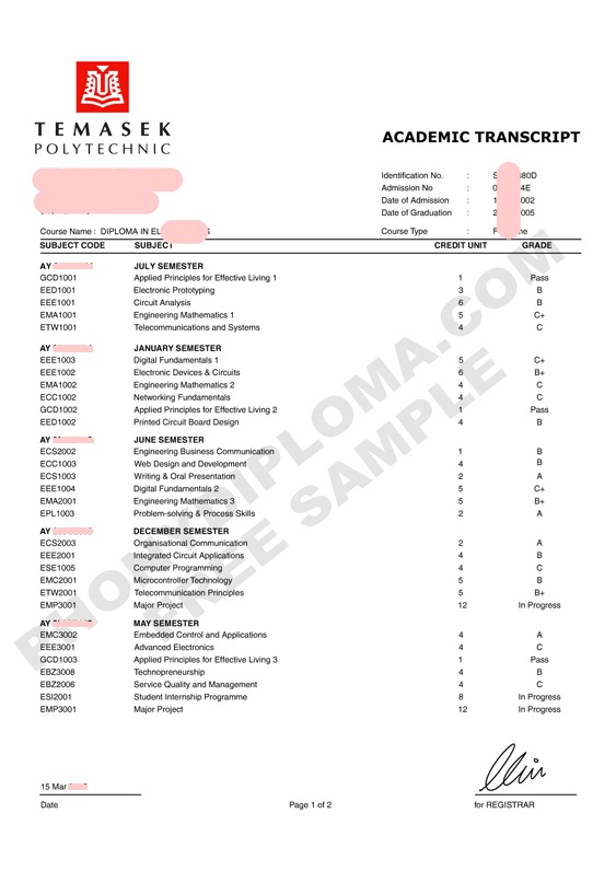 Singapore sample document