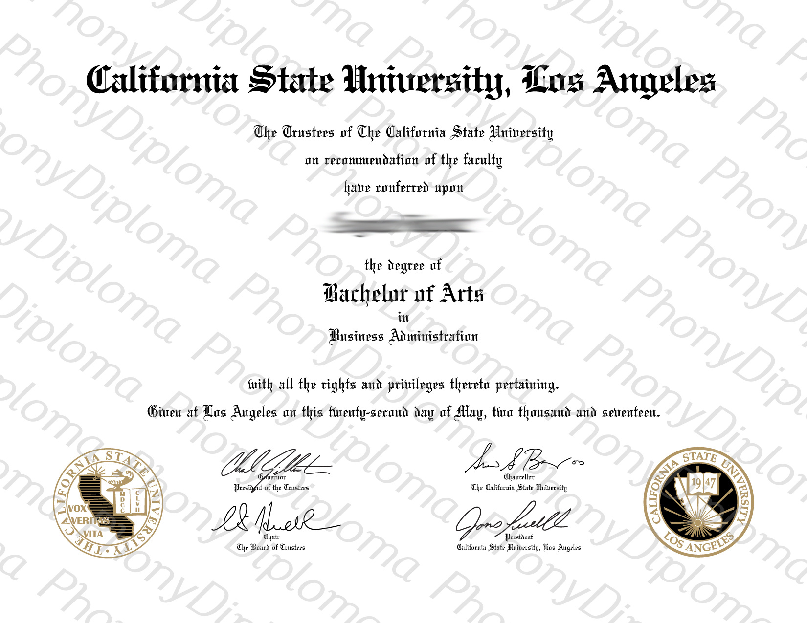 College diploma example