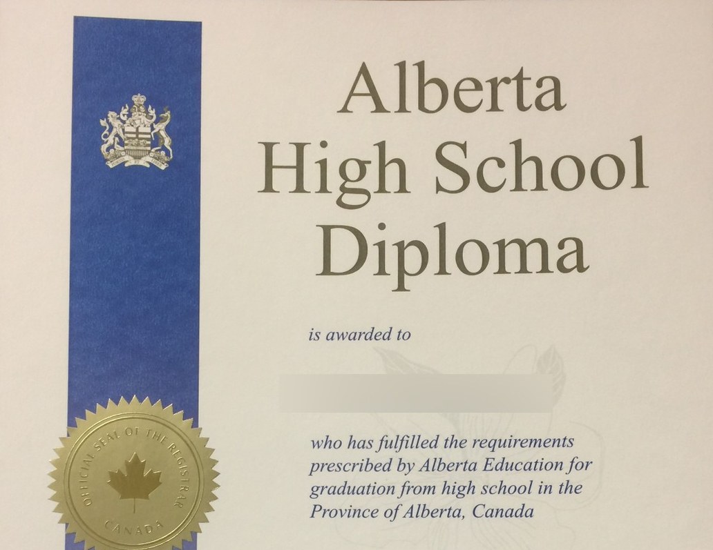 High school diploma example