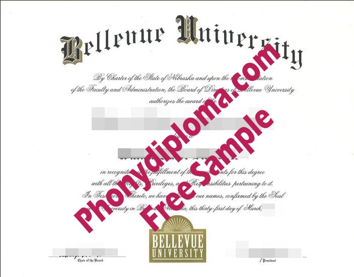Bellevue University Nebraska Diploma Free Sample From Phonydiploma · United States