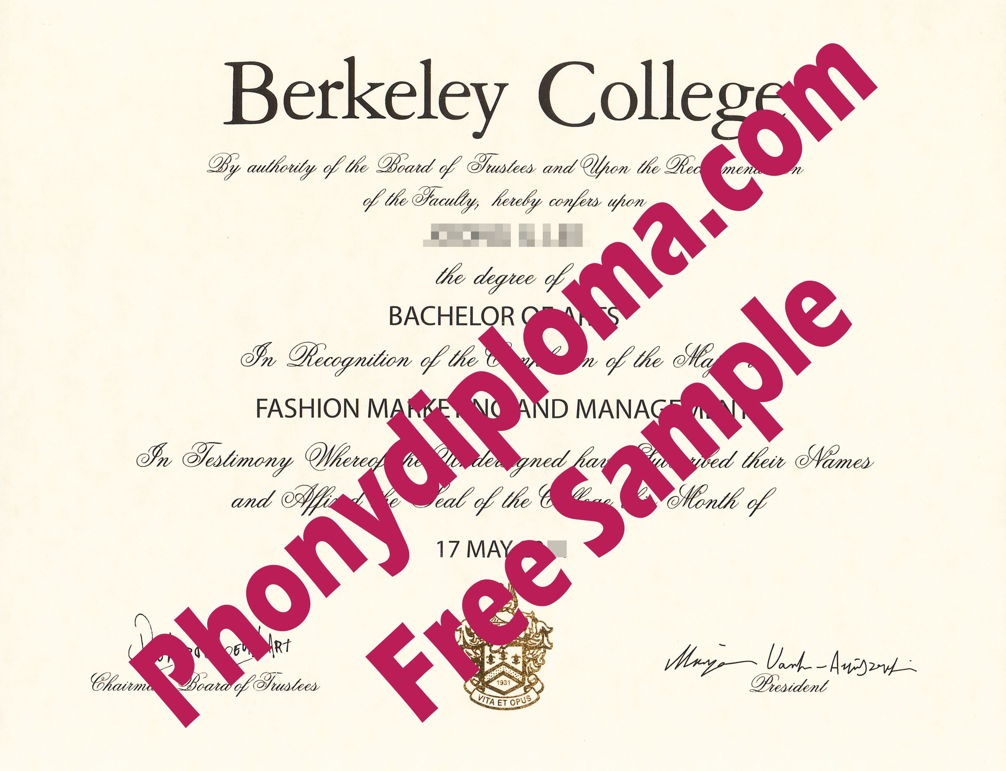 Berkeley College Free Sample From Phonydiploma · United States