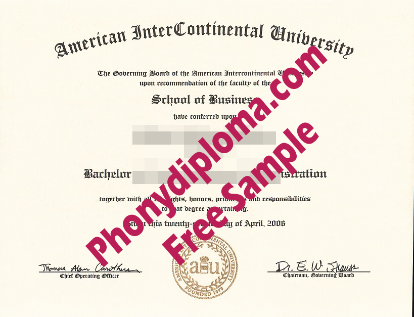 C&D 2018 American Intercontinental University Free Sample From Phonydiploma · United States
