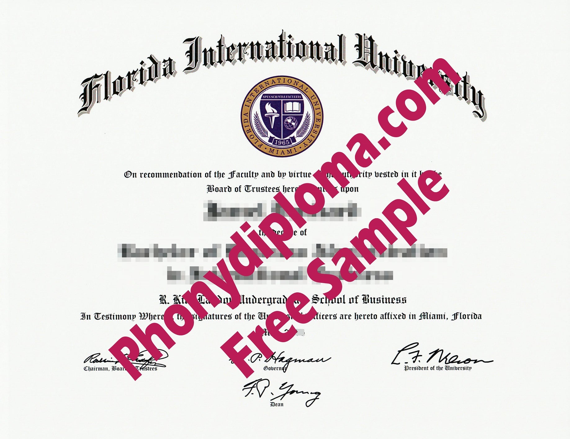 Clc Florida International University Fl Fiu Free Sample From Phonydiploma · United States