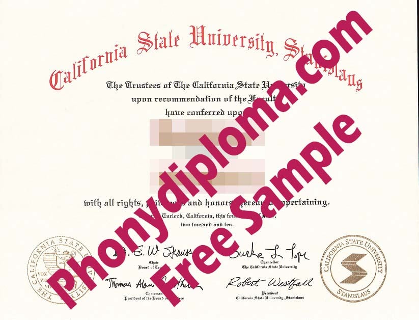 Cal State University Stanislaus Free Sample From Phonydiploma · United States
