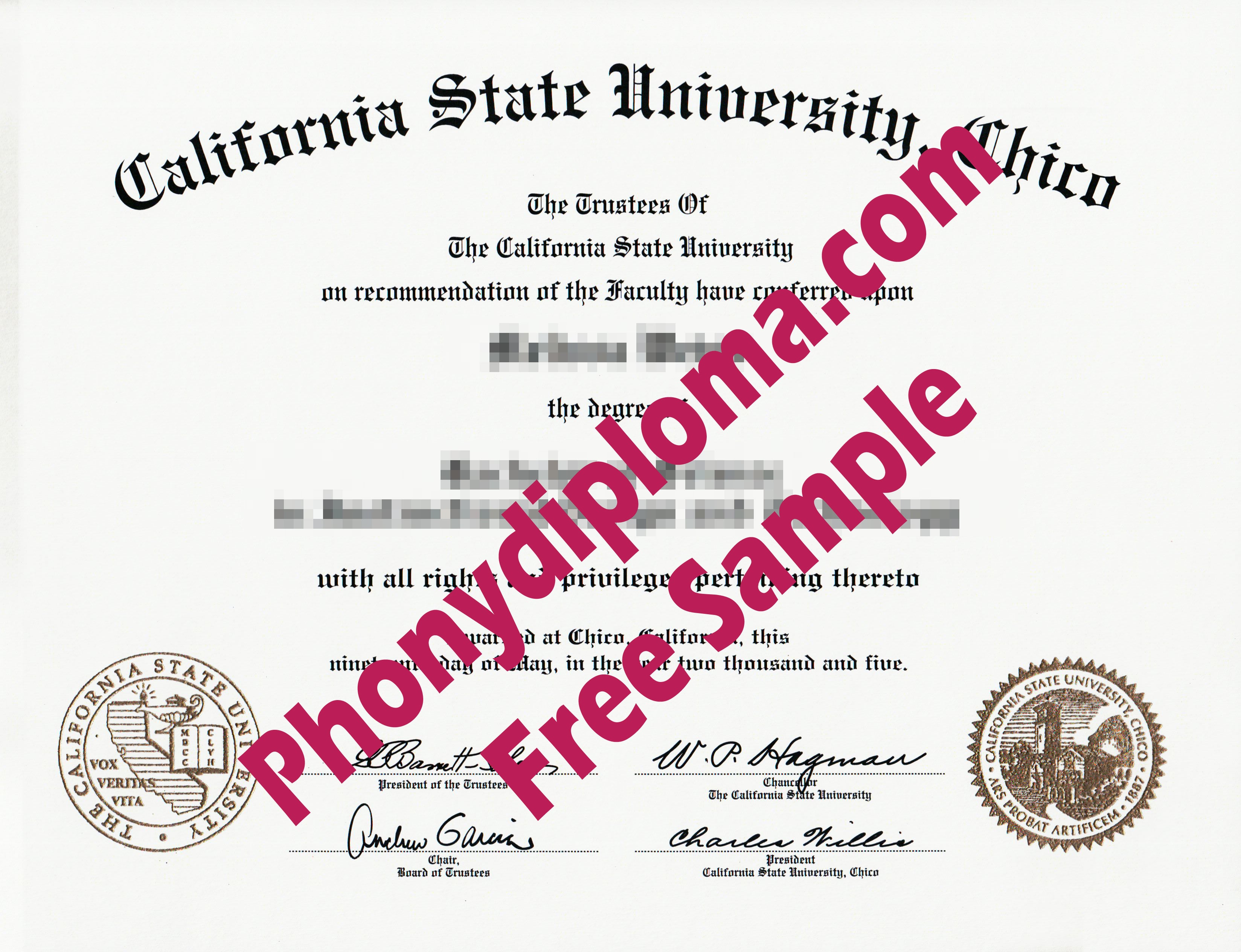 California State University Chico Free Sample From Phonydiploma · United States