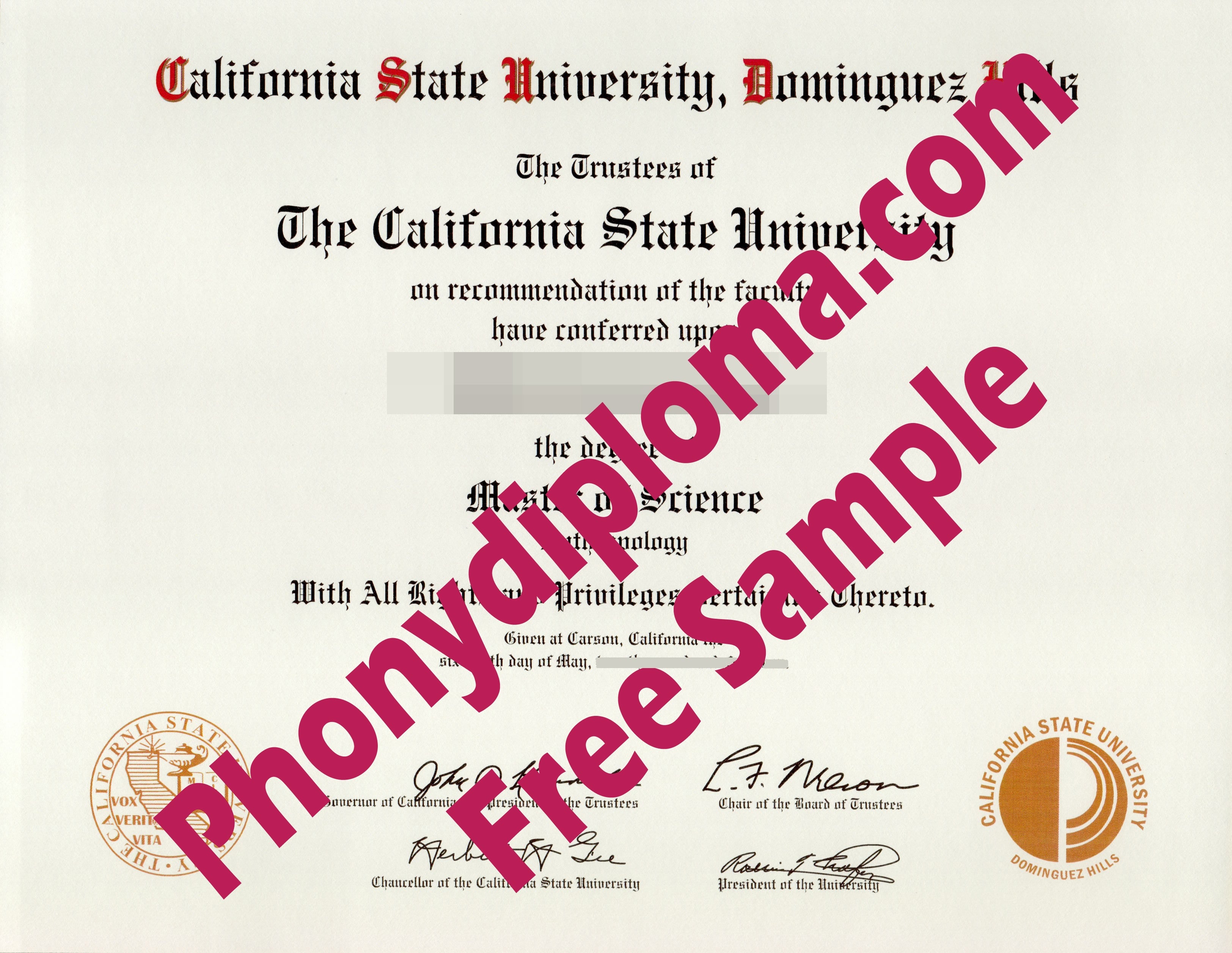 California State University Dominguez Hills Free Sample From Phonydiploma · United States