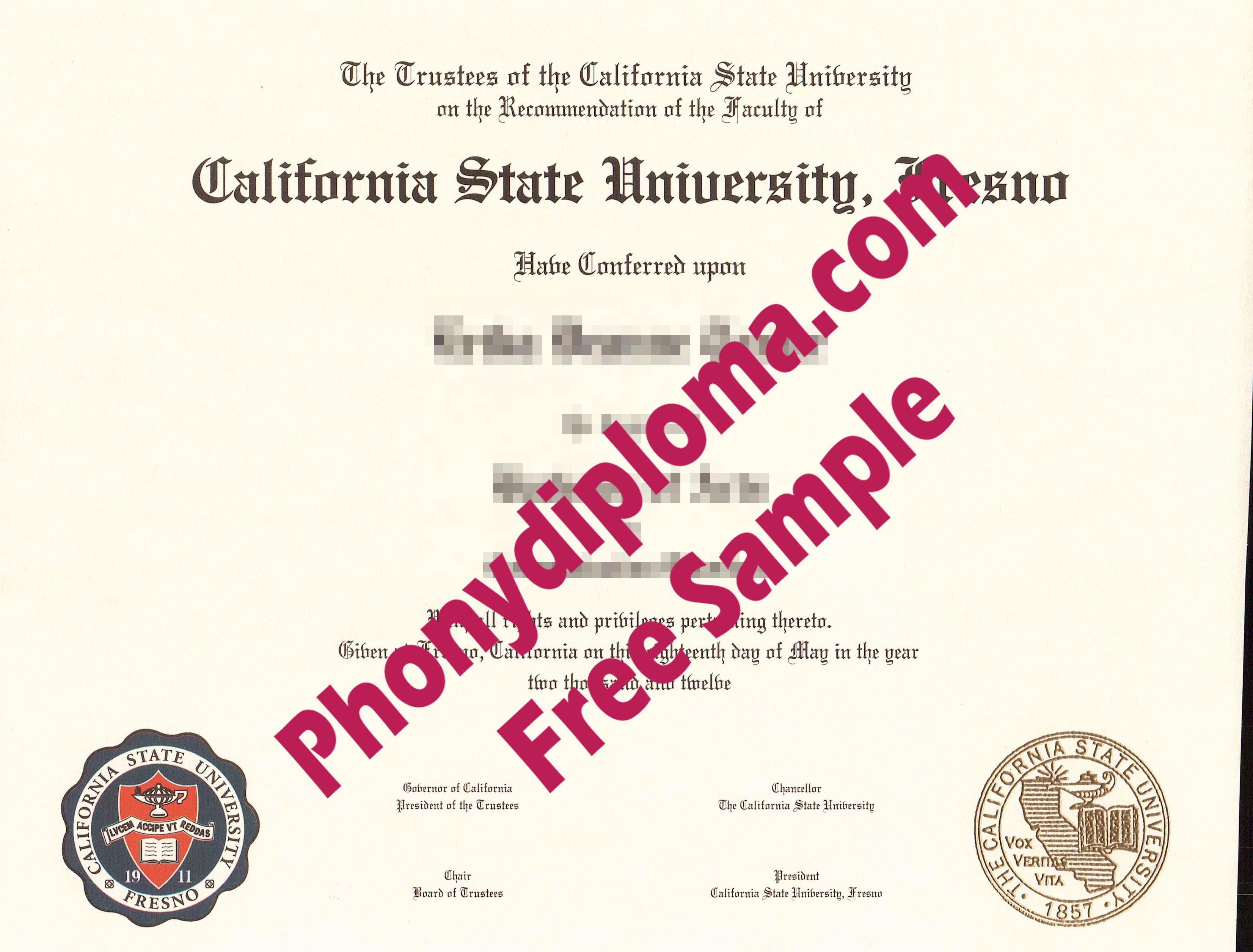 California State University Fresno Free Sample From Phonydiploma · United States