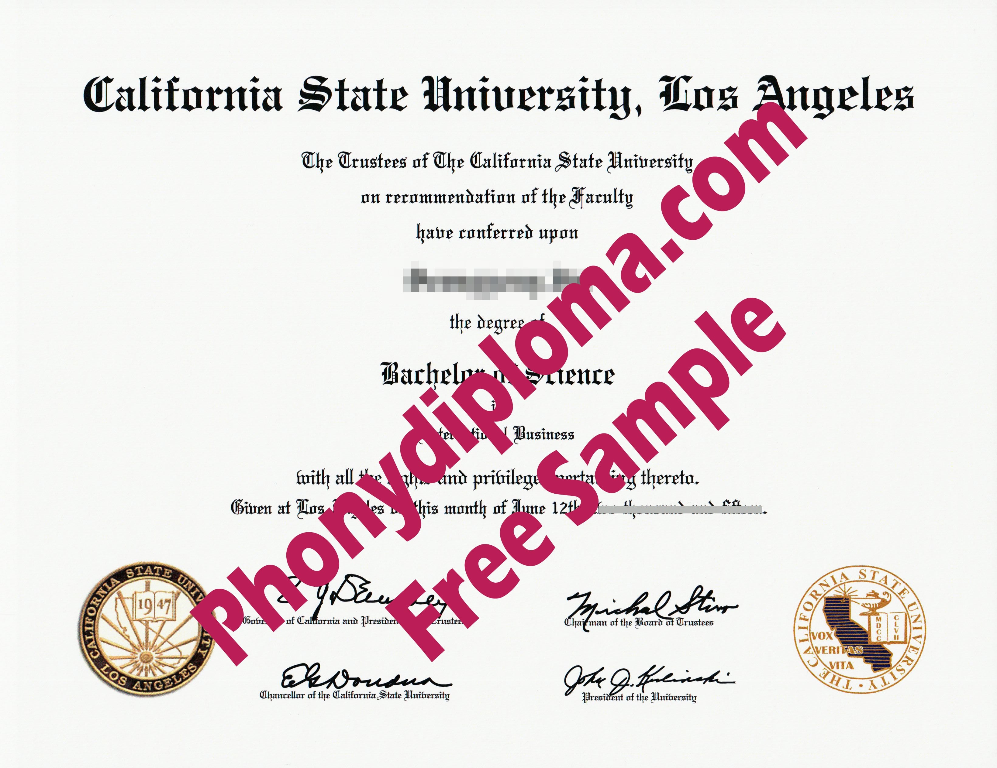 California State University Los Angeles Free Sample From Phonydiploma · United States