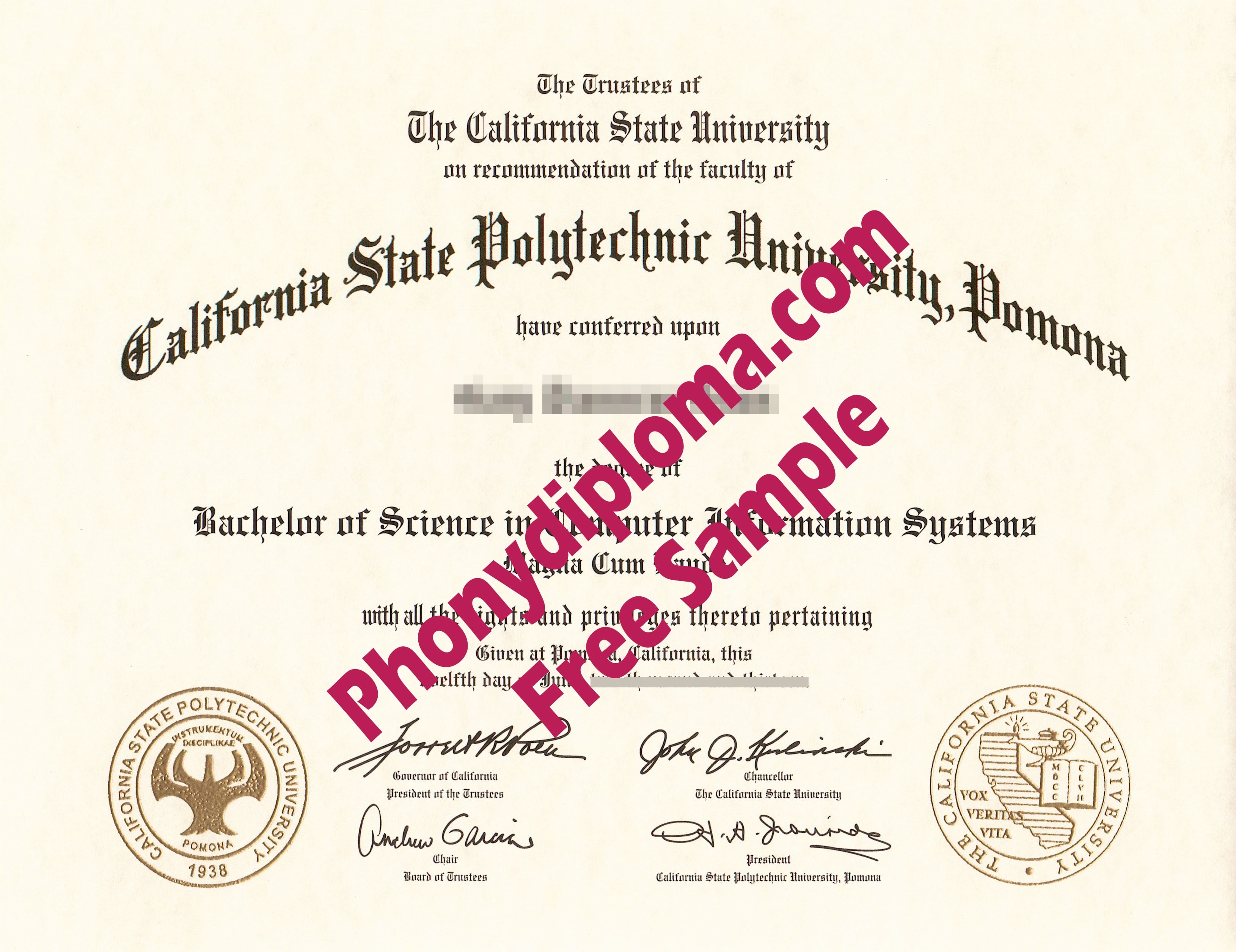 California State Polytechnic University Pomona Free Sample From Phonydiploma · United States