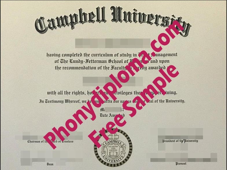 Campbell University Free Sample From Phonydiploma · United States