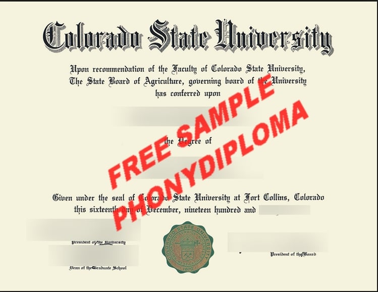 Colorado State University Diploma Free Sample From Phonydiploma · United States