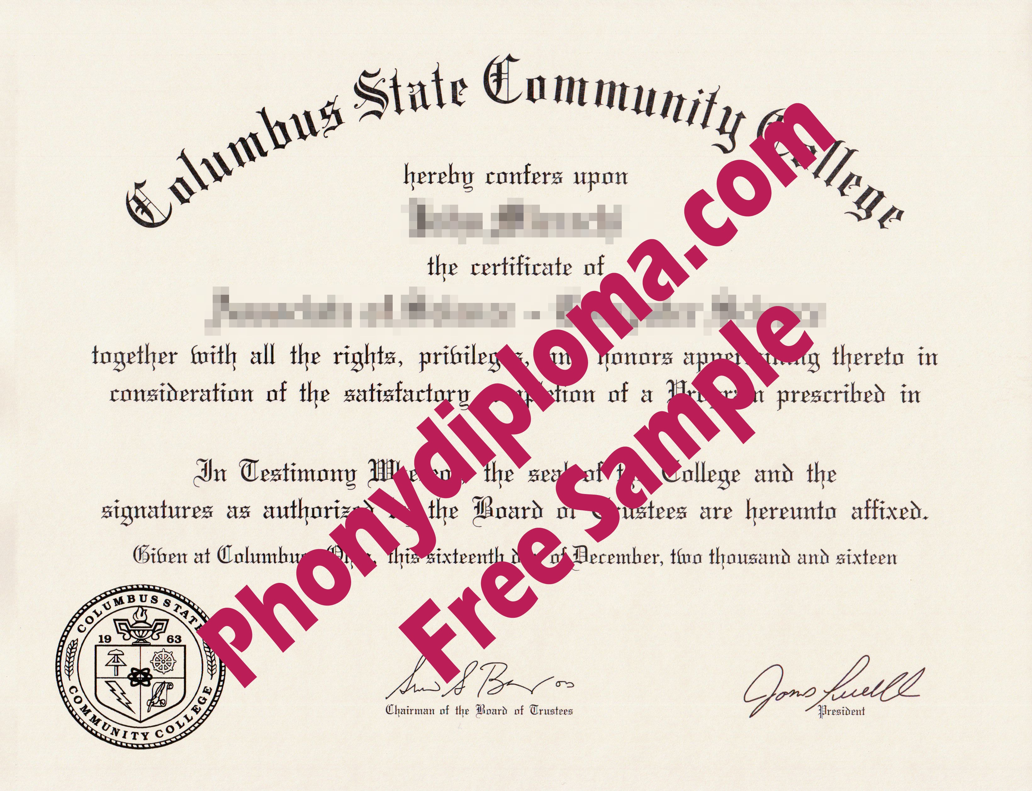 Columbus State Community College Free Sample From Phonydiploma · United States
