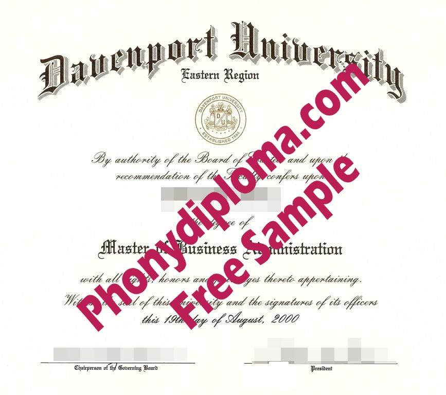 Davenport University Free Sample From Phonydiploma · United States