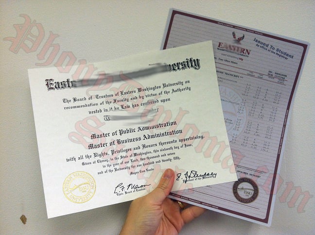 Eastern Washington University Diploma And Transcripts Photo · United States