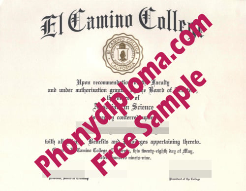 El Camino College Free Sample From Phonydiploma · United States