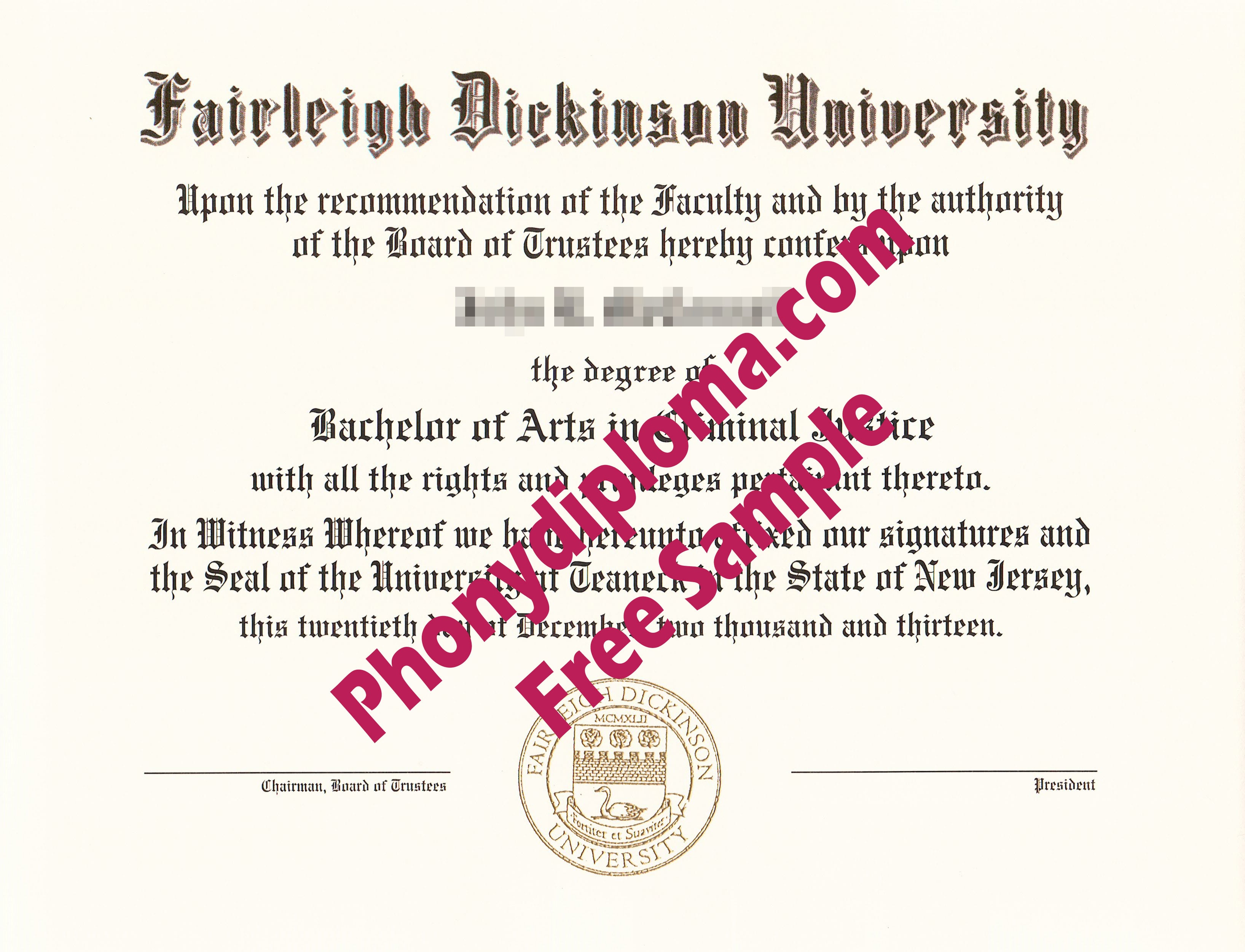Fairleigh Dickinson University Free Sample From Phonydiploma · United States