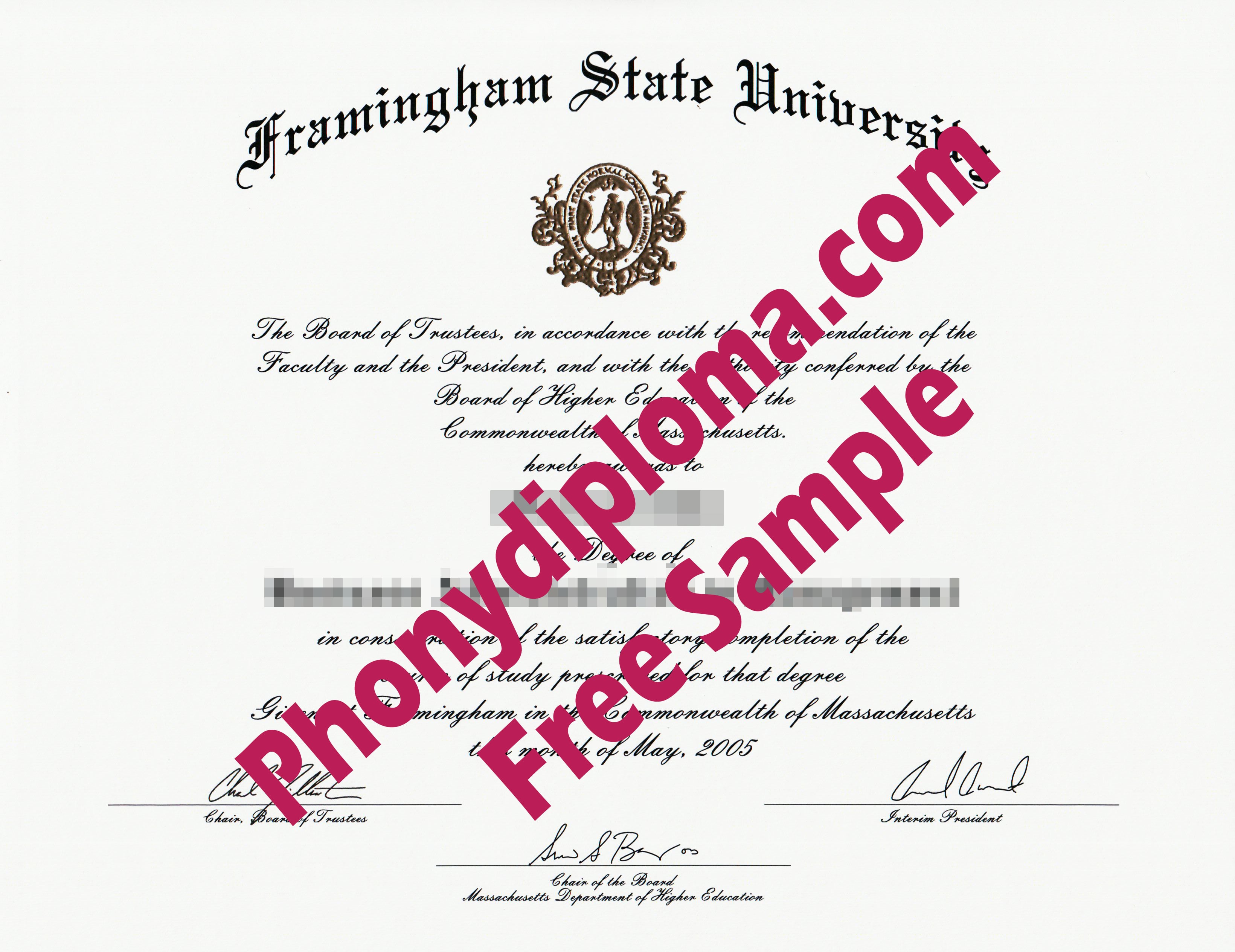 Framingham State University Free Sample From Phonydiploma · United States