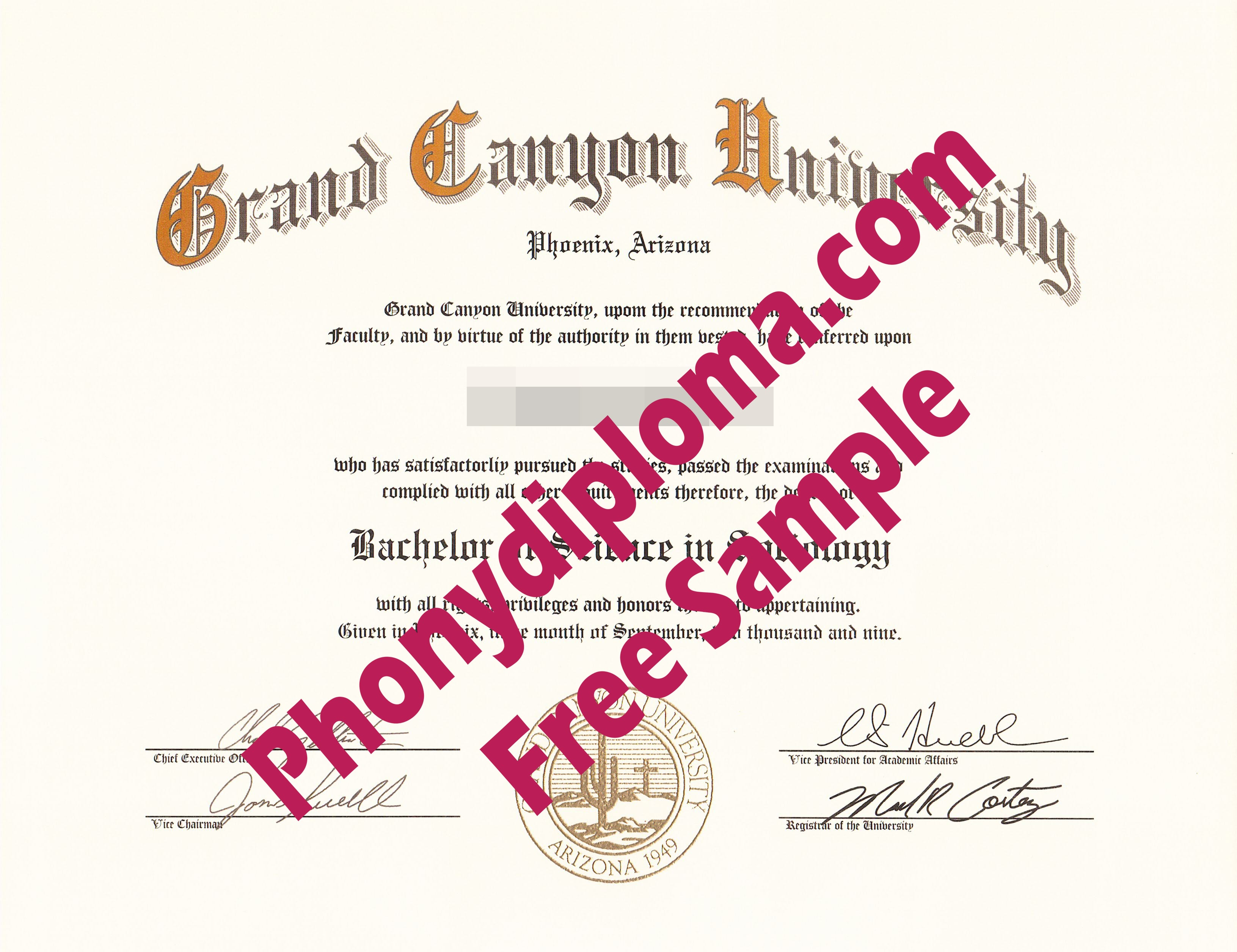 Grand Canyon University Free Sample From Phonydiploma · United States