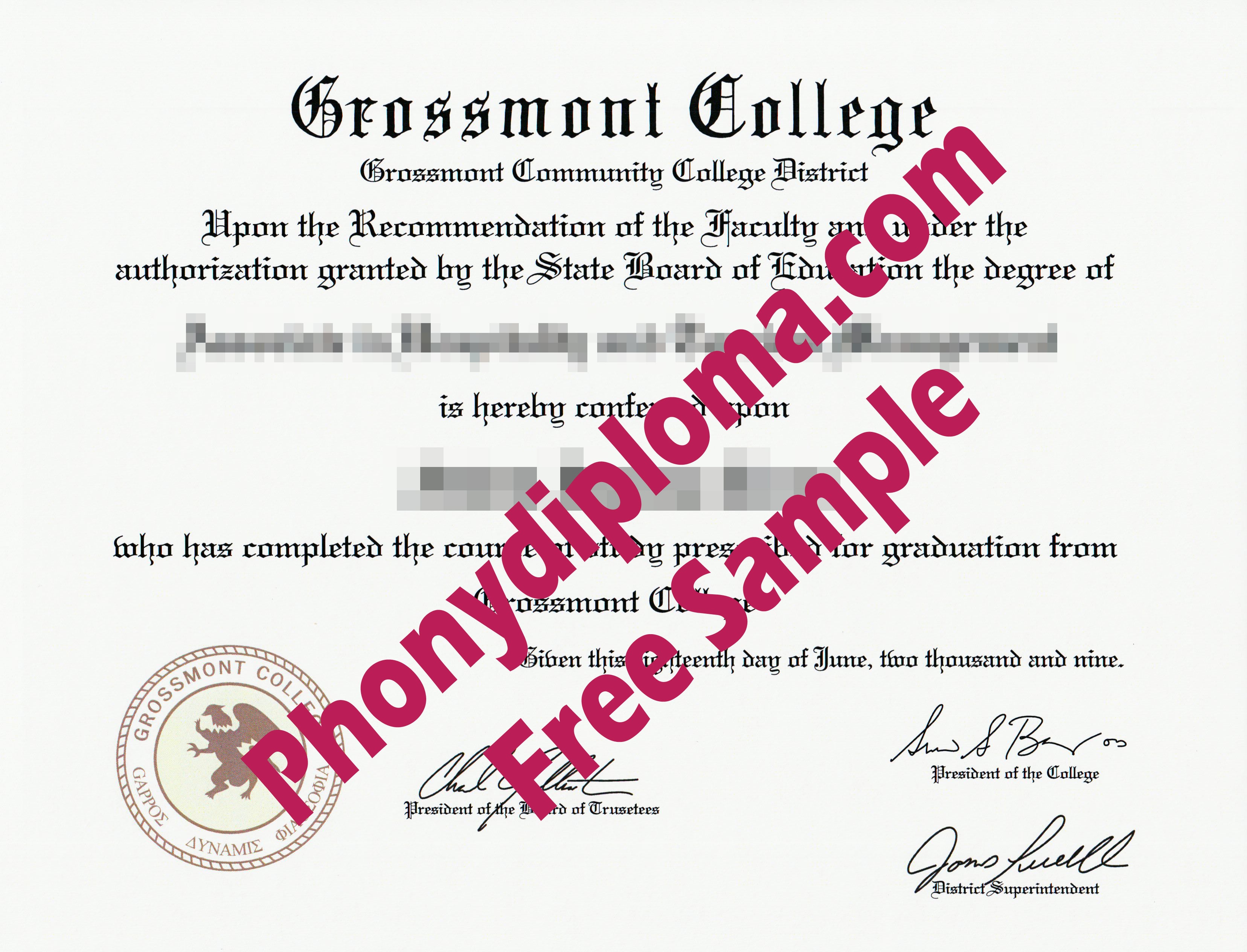 Grossmont College Ca Free Sample From Phonydiploma · United States