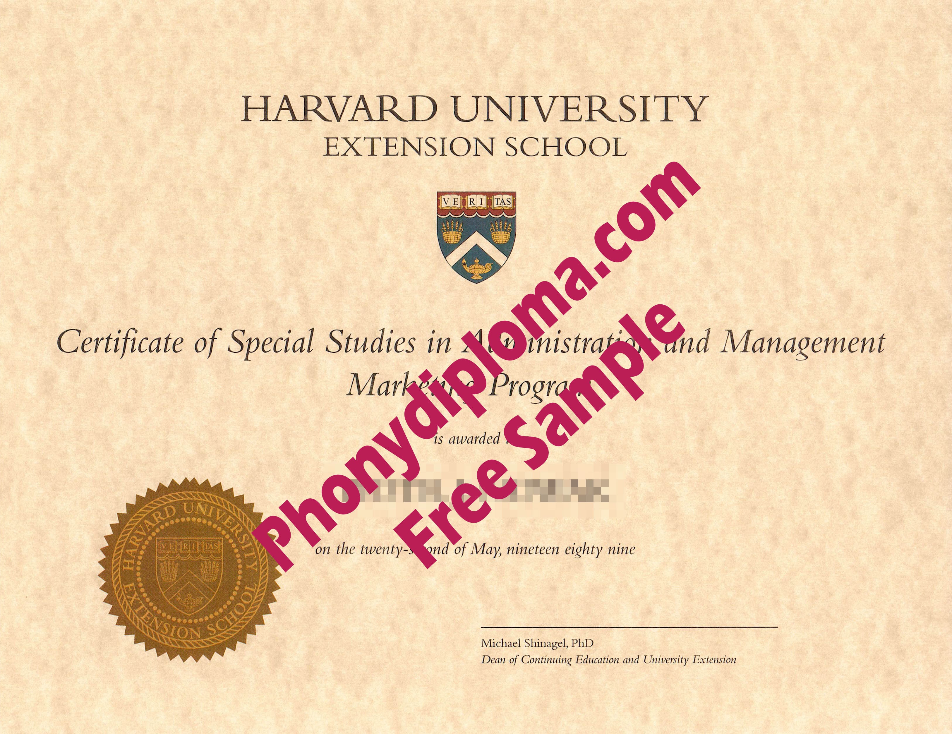 Harvard University Extension Free Sample From Phonydiploma · United States