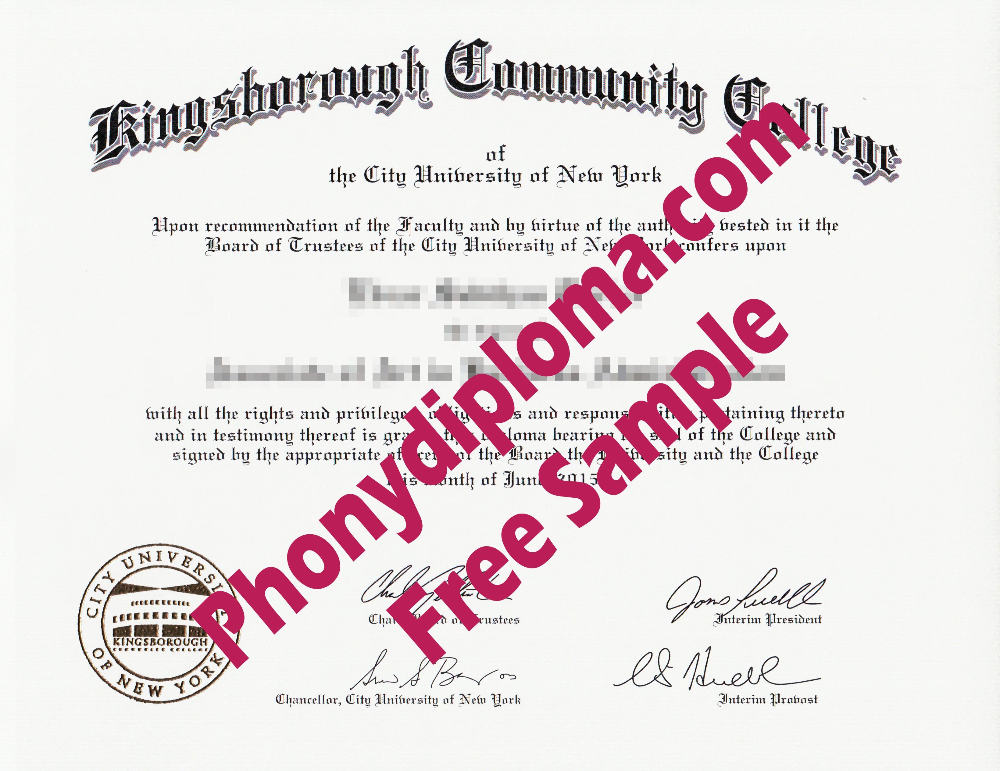 Kingsborough Community College Free Sample From Phonydiploma · United States