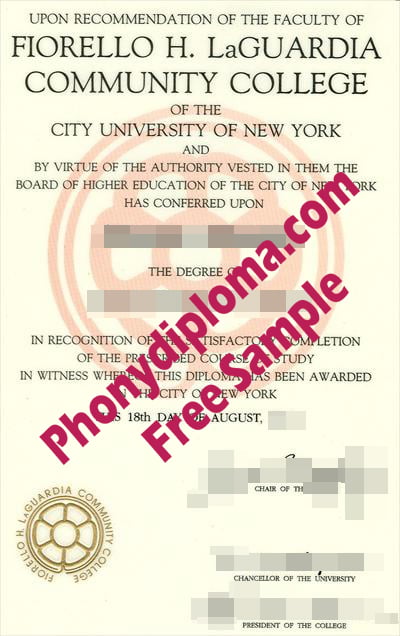 Laguardia Community College Free Sample From Phonydiploma · United States