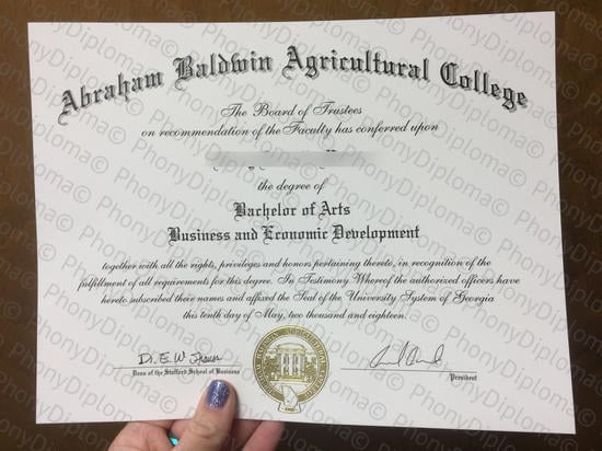 Usa Abraham Baldwin Agricultural College Free Sample From Phonydiploma · United States