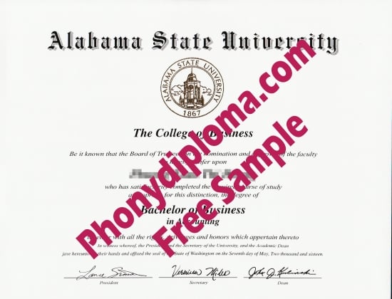 Usa Alabama State University Free Sample From Phonydiploma · United States