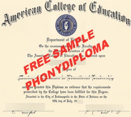 Usa American College Of Education Indiana Free Sample From Phonydiploma · United States