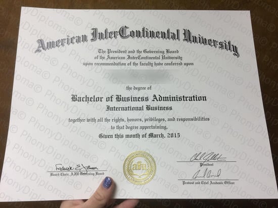Usa American Intercontinental University Photo Free Sample From Phonydiploma · United States
