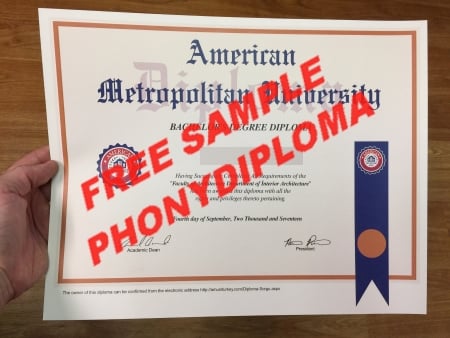 Usa American Metropolitan University Photo Free Sample From Phonydiploma · United States