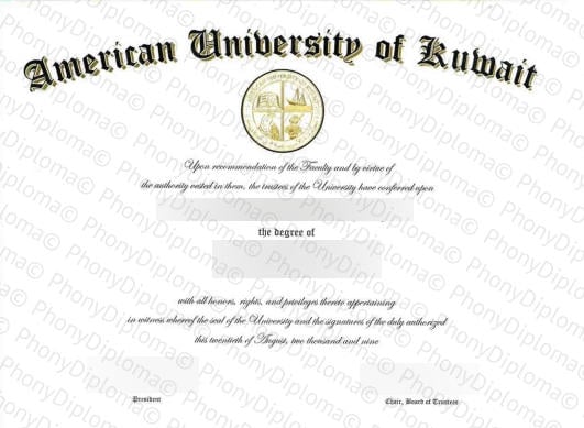 Usa American University Of Kuwait Free Sample From Phonydiploma · United States