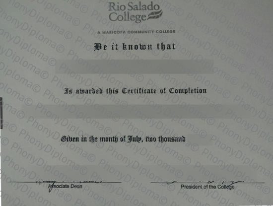 Usa Arizona Rio Salado College Free Sample From Phonydiploma · United States
