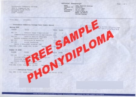 Usa Arizona Scottsdale Comunity College Actual Match Transcript Free Sample From Phonydiploma · United States