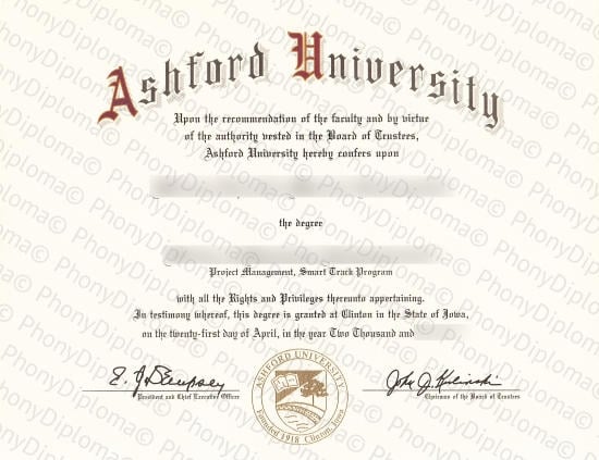 Usa Ashford University Free Sample From Phonydiploma · United States