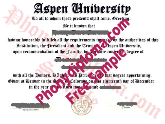 Usa Aspen University Free Sample From Phonydiploma · United States
