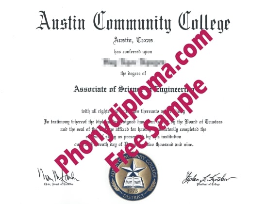 Usa Austin Community College Free Sample From Phonydiploma · United States