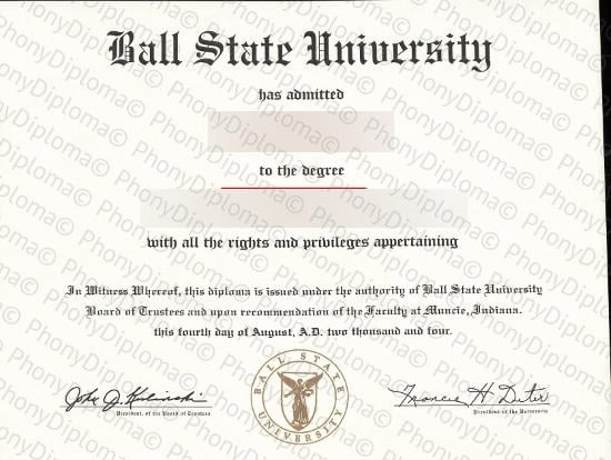 Usa Ball State University Free Sample From Phonydiploma · United States