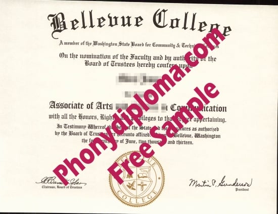 Usa Bellevue College Free Sample From Phonydiploma · United States