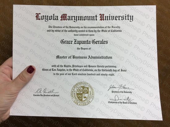 Usa California Loyola Marymount University Fake Diploma From Phonydiploma · United States