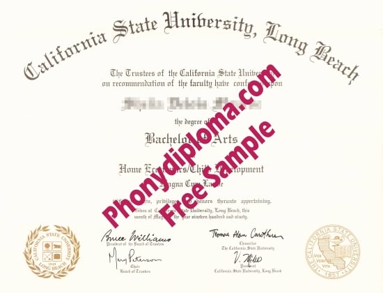 Usa Cal State Long Beach Free Sample From Phonydiploma · United States
